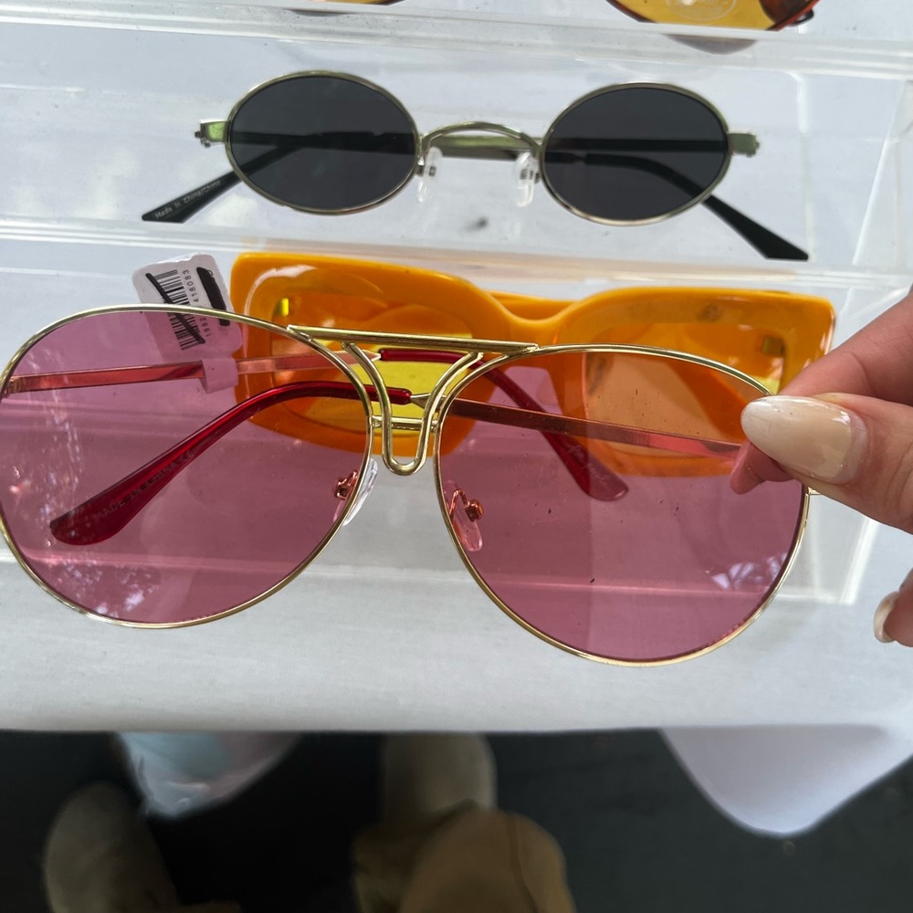 Y2K Funky Festival Retro 70s style aviator  Sunglasses pink Chic Sunnies Shade